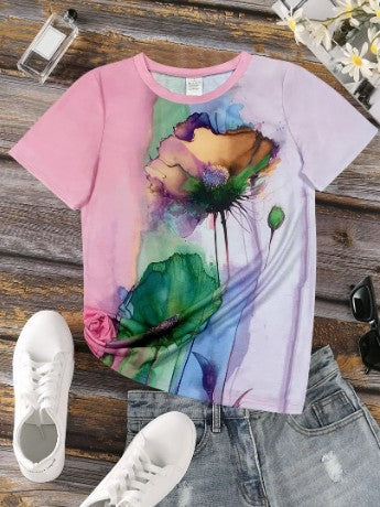 T-shirt créatif femme – T-shirt floral léger et tendance