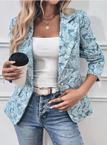 Blazer élégant femme – Veste à fleurs chic et légère