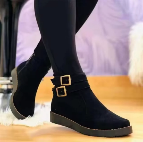 Bottes vintage femme – Bottes avec sangle à boucle élégante et confortable