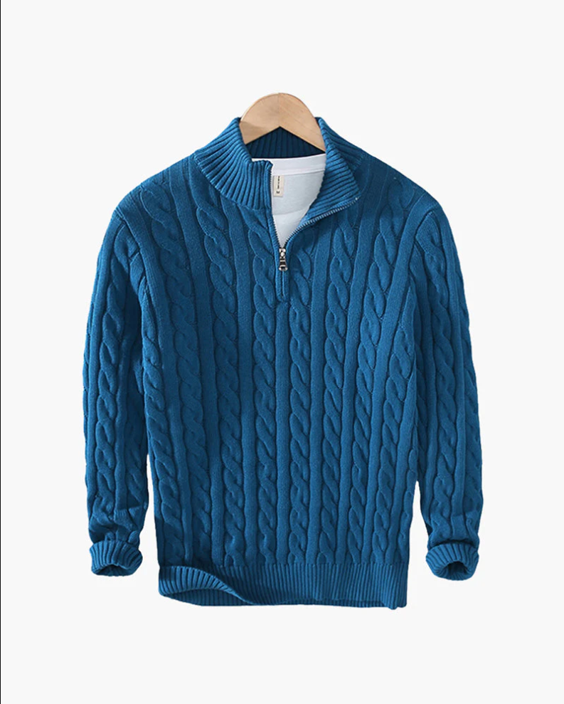 Pull homme décontracté tricoté – Pull demi-zip élégant en maille douce