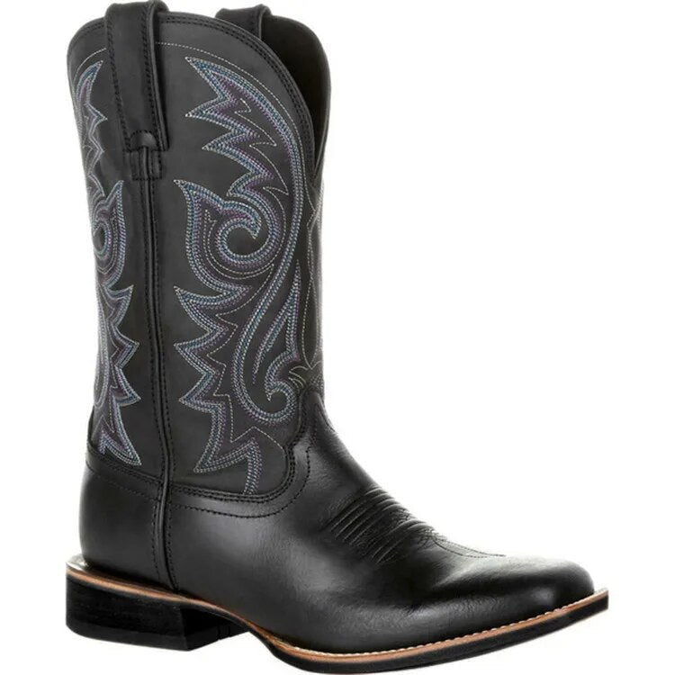 Bottes cowboy homme – Bottes western mi-mollet en cuir pour style décontracté