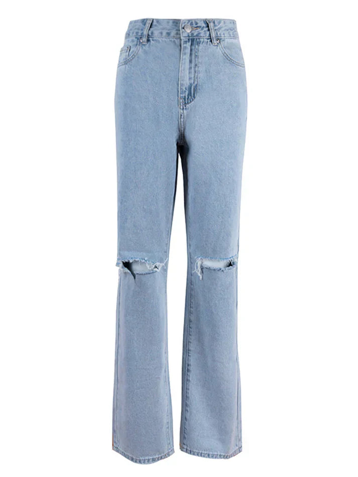 Jeans déchirés femme – Pantalon tendance à coupe ajustée et style moderne