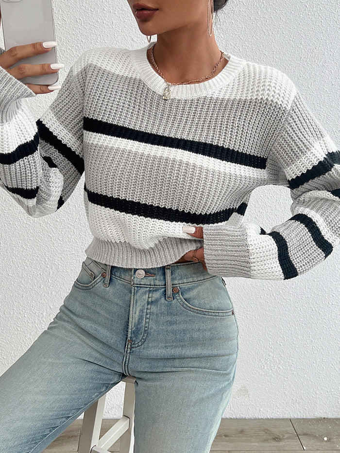 Pull en tricot femme – Pull col rond doux et élégant pour l'hiver