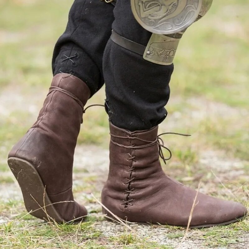 Bottes cuir médiévales homme – Chaussures robustes et stylées pour costume historique