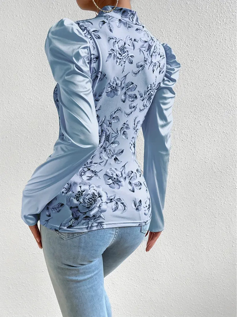 Top en satin femme – Haut floral élégant pour soirée chic