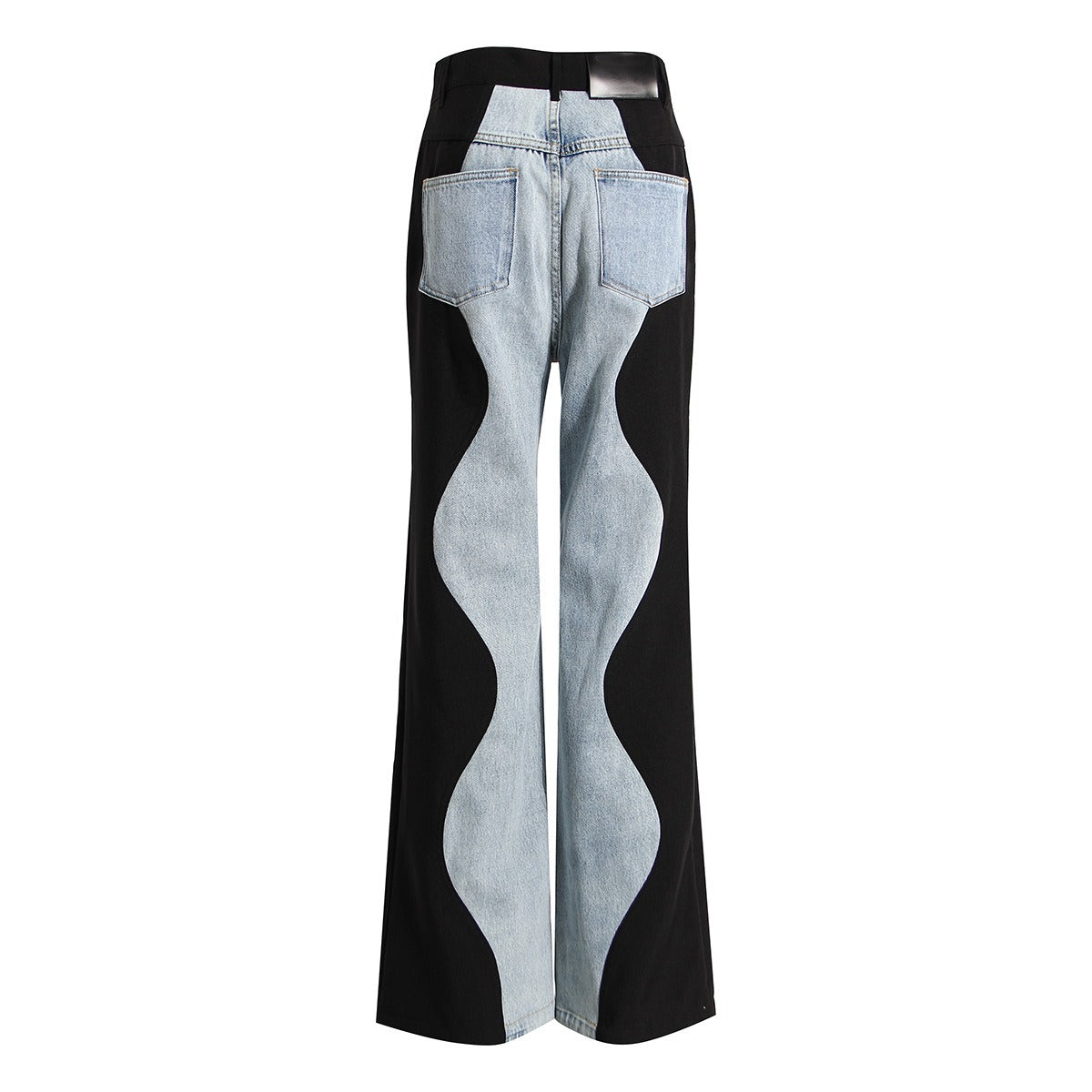 Jeans baggy femme - Coupe droite avec patchwork tendance