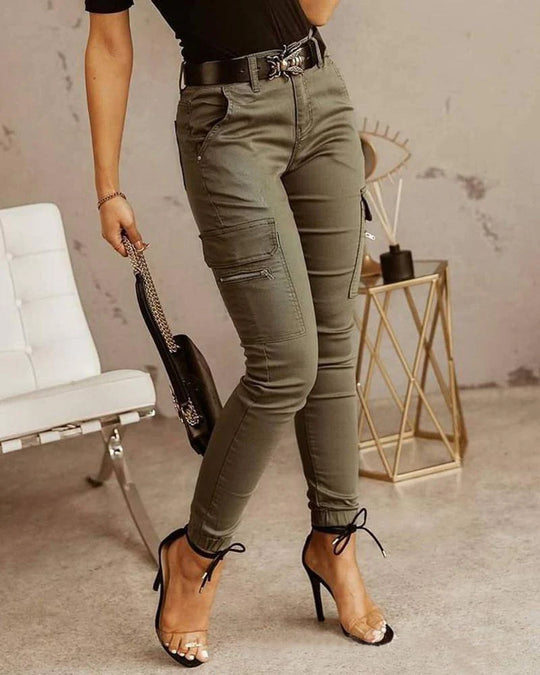 Pantalon cargo femme – Jeans tendance coupe décontractée et confortable