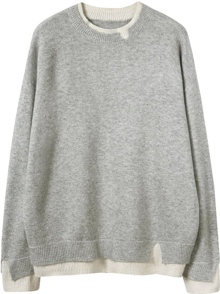 Pull gris-blanc – Pull confortable en laine pour homme élégant