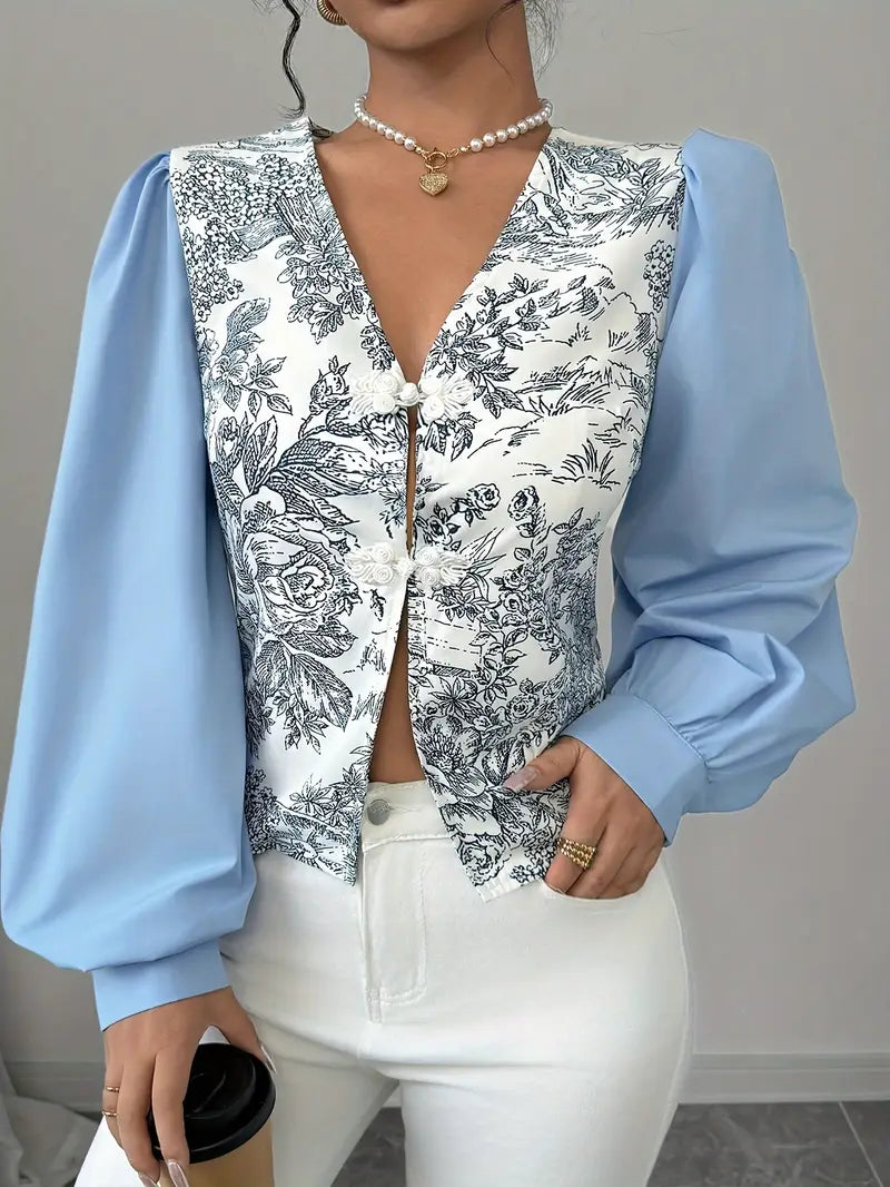 Blouse vintage coton femme – Top à manches bouffantes élégant et léger