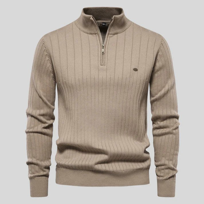 Pull homme demi-fermeture éclair – Pull élégant en coton doux et moderne