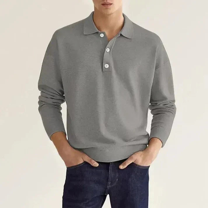 Polo à manches longues homme – T-shirt élégant en coton doux et confortable