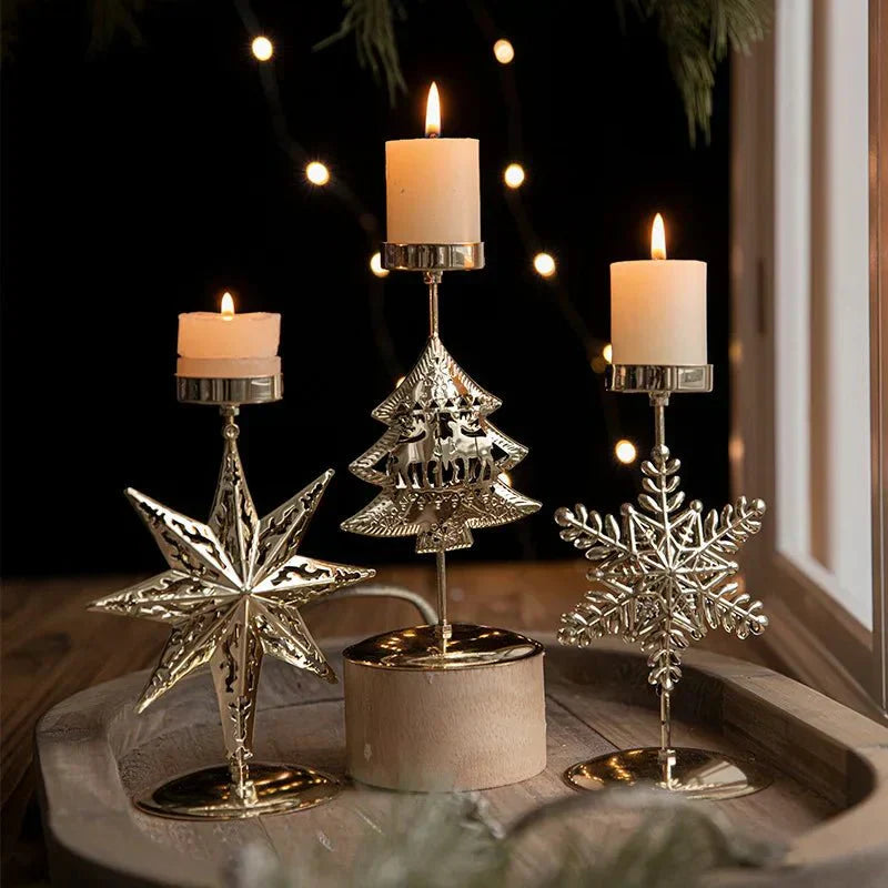 Support bougie chauffe-plat Noël – Décoration arbre étoile festive intérieure