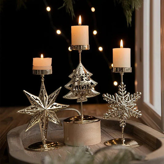 Support bougie chauffe-plat Noël – Décoration arbre étoile festive intérieure