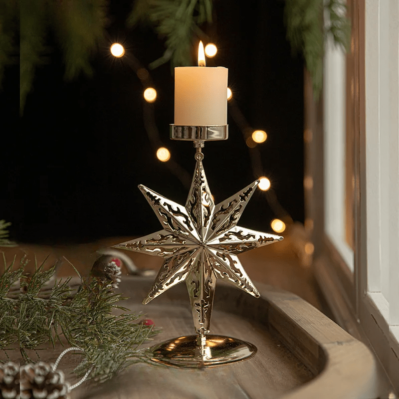 Support bougie chauffe-plat Noël – Décoration arbre étoile festive intérieure