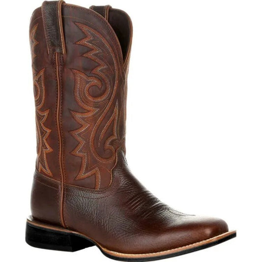 Bottes cowboy homme – Bottes western mi-mollet en cuir pour style décontracté