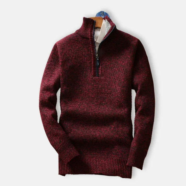 Pull homme en tricot chaud – Pull avec demi-fermeture éclair confortable et stylé