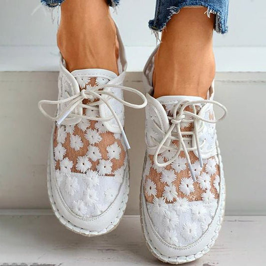 Chaussures à lacets femme – Chaussures brodées ajourées élégantes et confortables