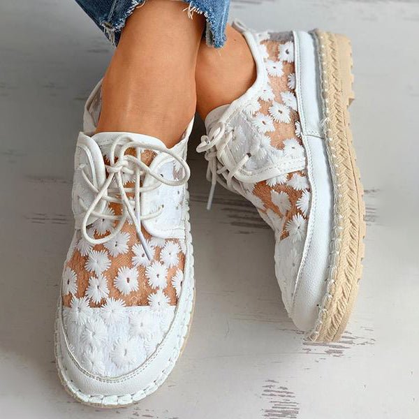 Chaussures à lacets femme – Chaussures brodées ajourées élégantes et confortables