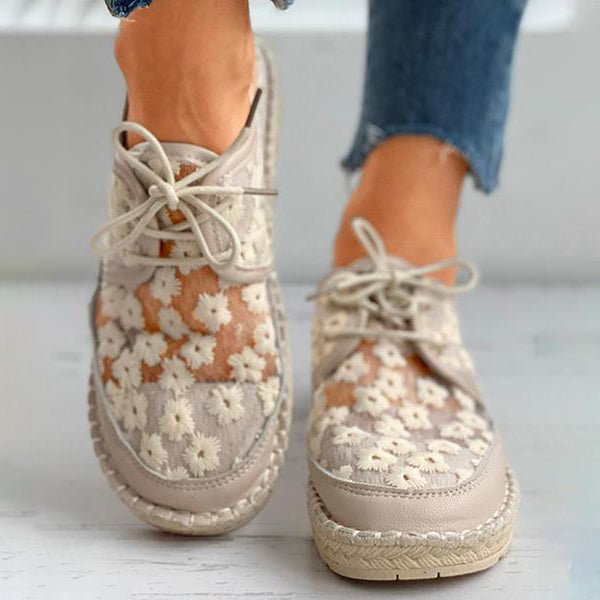 Chaussures à lacets femme – Chaussures brodées ajourées élégantes et confortables