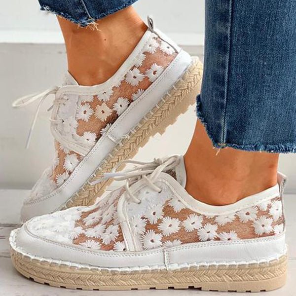 Chaussures à lacets femme – Chaussures brodées ajourées élégantes et confortables