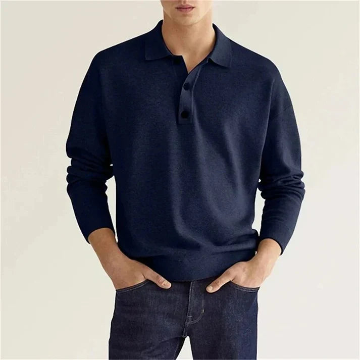 Polo à manches longues homme – T-shirt élégant en coton doux et confortable